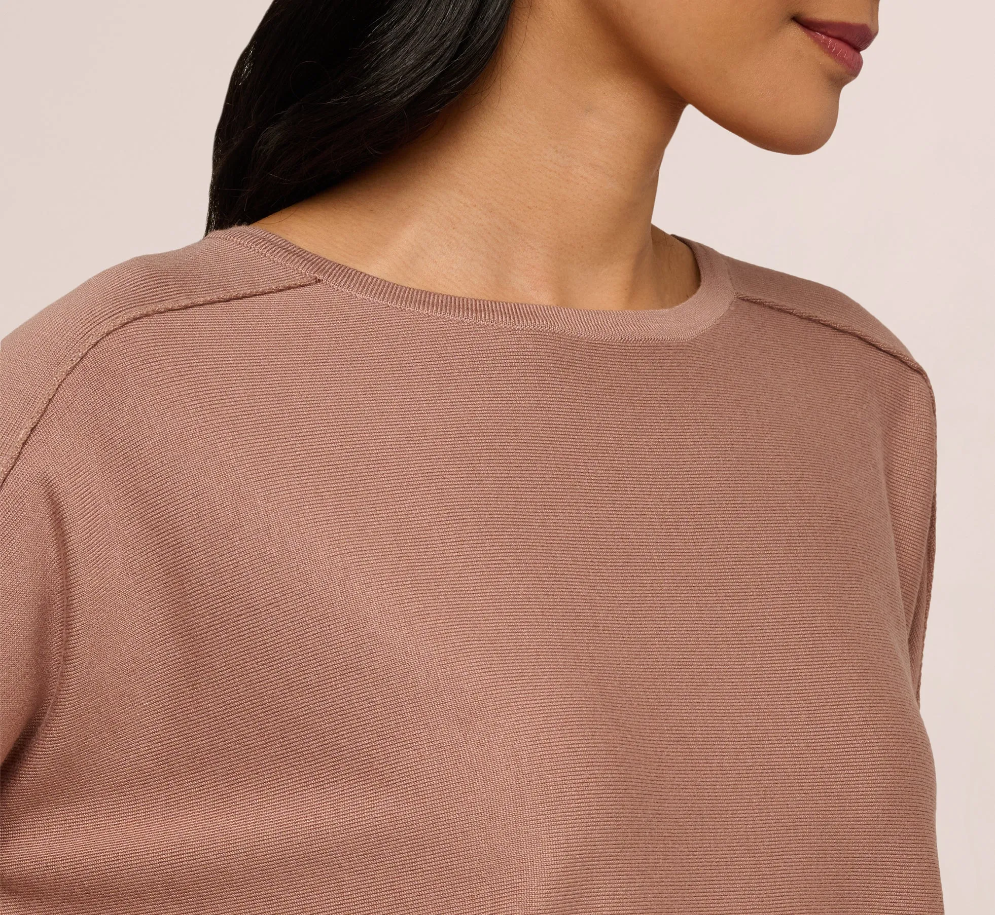 Long Sleeve Drop Shoulder Pullover Sweater Top In Cocoa sold by Adrianna Papell product image thumbnail 3
