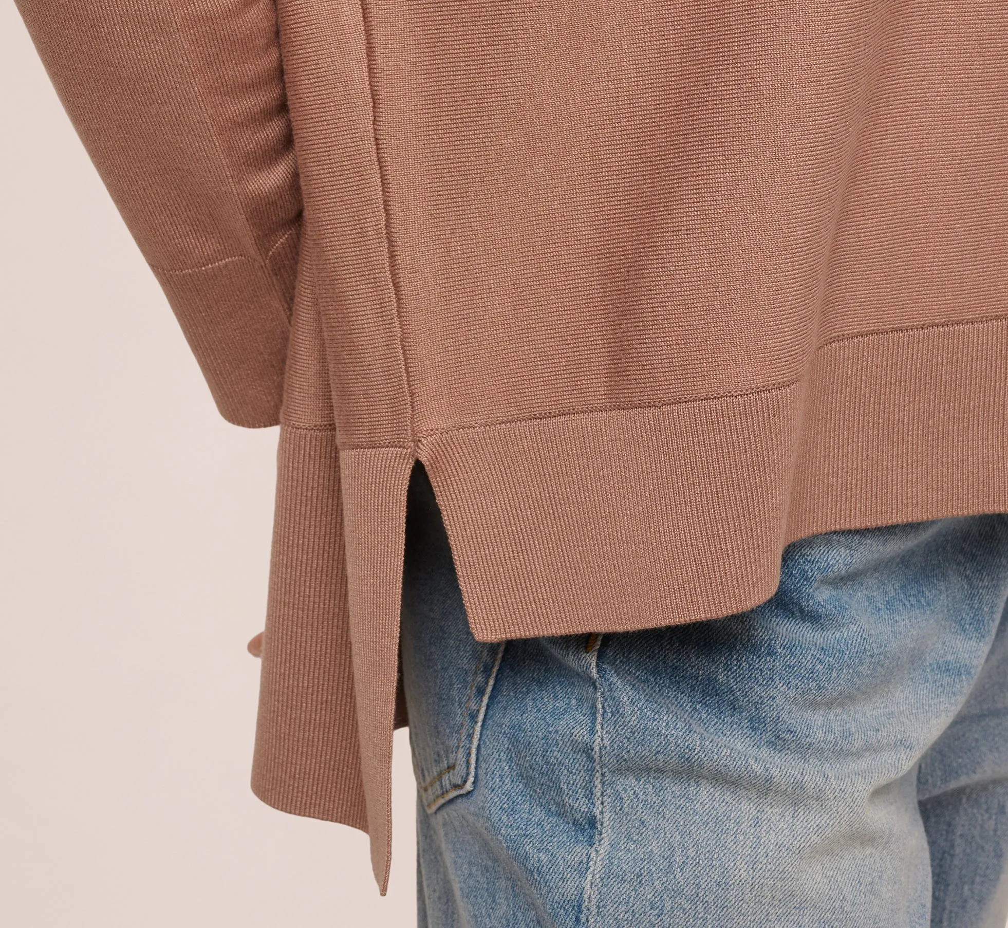 Long Sleeve Drop Shoulder Pullover Sweater Top In Cocoa sold by Adrianna Papell product image thumbnail 4