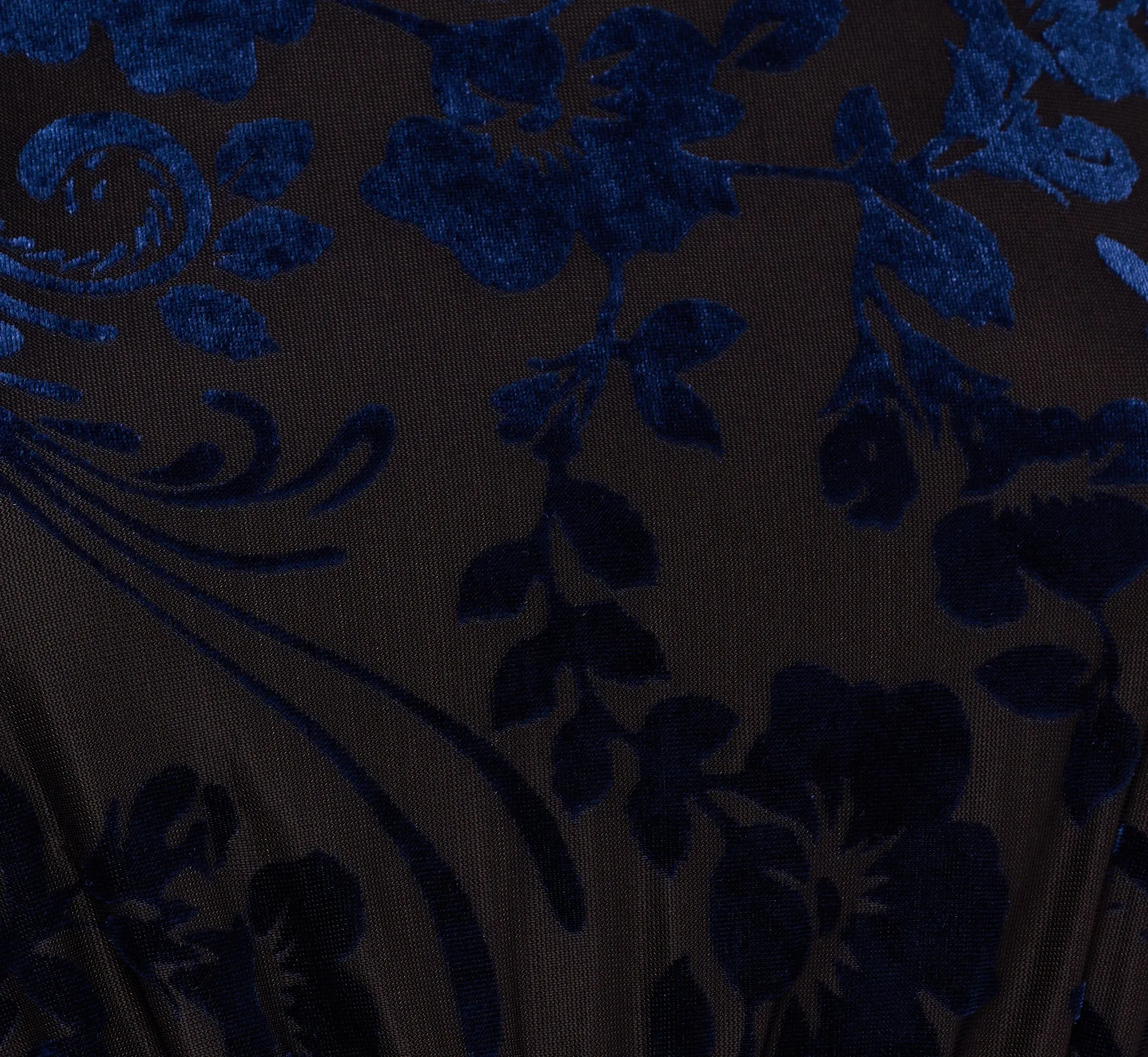 Long Sleeve Floral Velvet Burnout Midi Dress In Light Navy sold by Adrianna Papell product image thumbnail 4