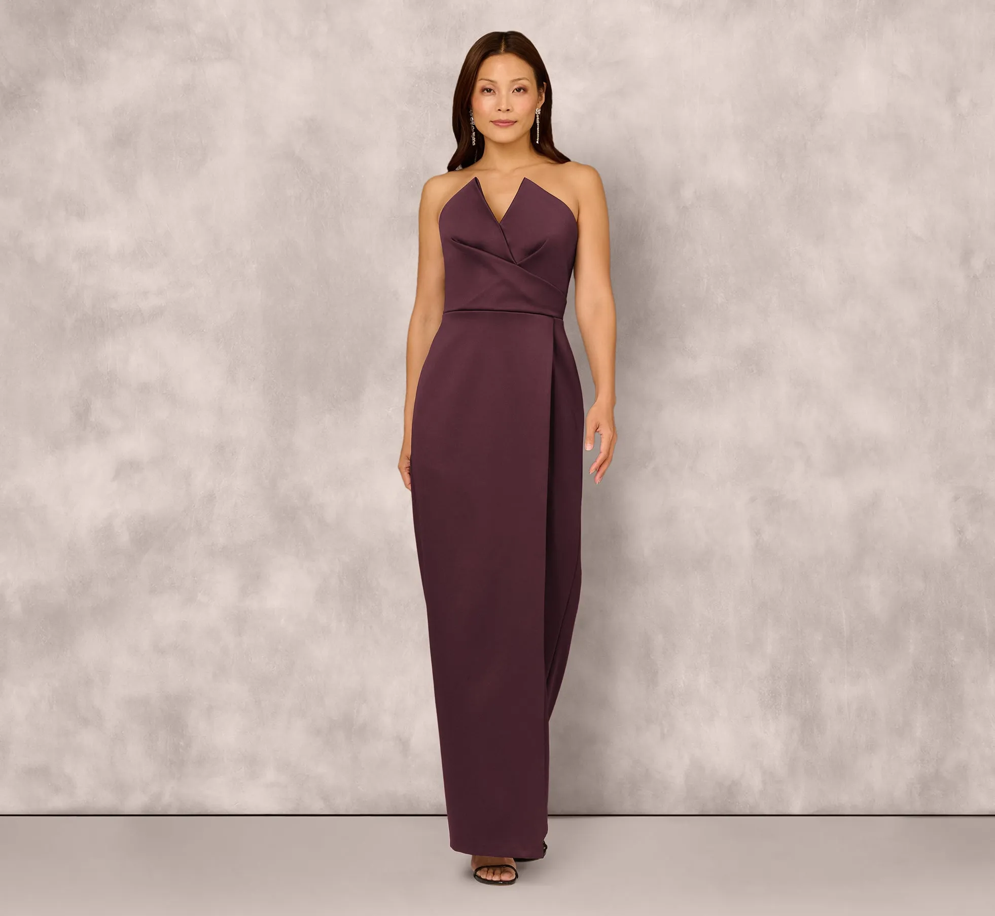 Strapless Notch Neck Satin Gown In Midnight Plum sold by Adrianna Papell product image thumbnail 2