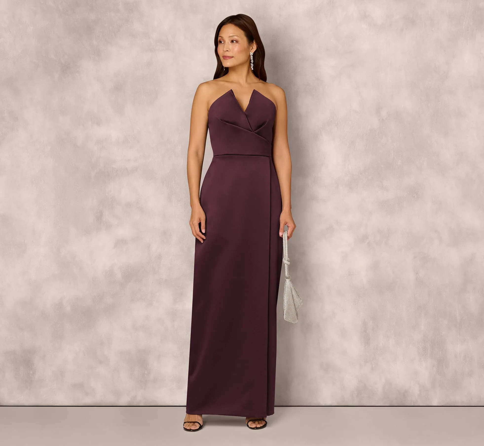 Strapless Notch Neck Satin Gown In Midnight Plum sold by Adrianna Papell product image thumbnail 3