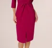 Three Quarter Sleeve Beaded Collar Sheath Dress In Berry sold by Adrianna Papell