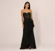 Strapless Sequin Ruffle Combo Gown In Black sold by Adrianna Papell
