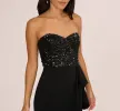 Strapless Sequin Ruffle Combo Gown In Black sold by Adrianna Papell