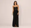 Strapless Sequin Ruffle Combo Gown In Black sold by Adrianna Papell