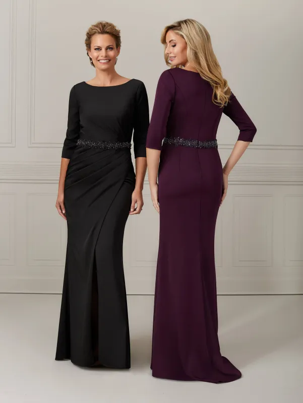 3/4-Sleeve Stretch Satin Gown sold by Adrianna Papell