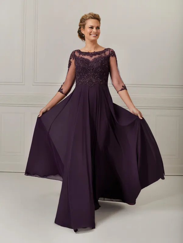 Chiffon and Lace Hand-Beaded A-Line Gown sold by Adrianna Papell
