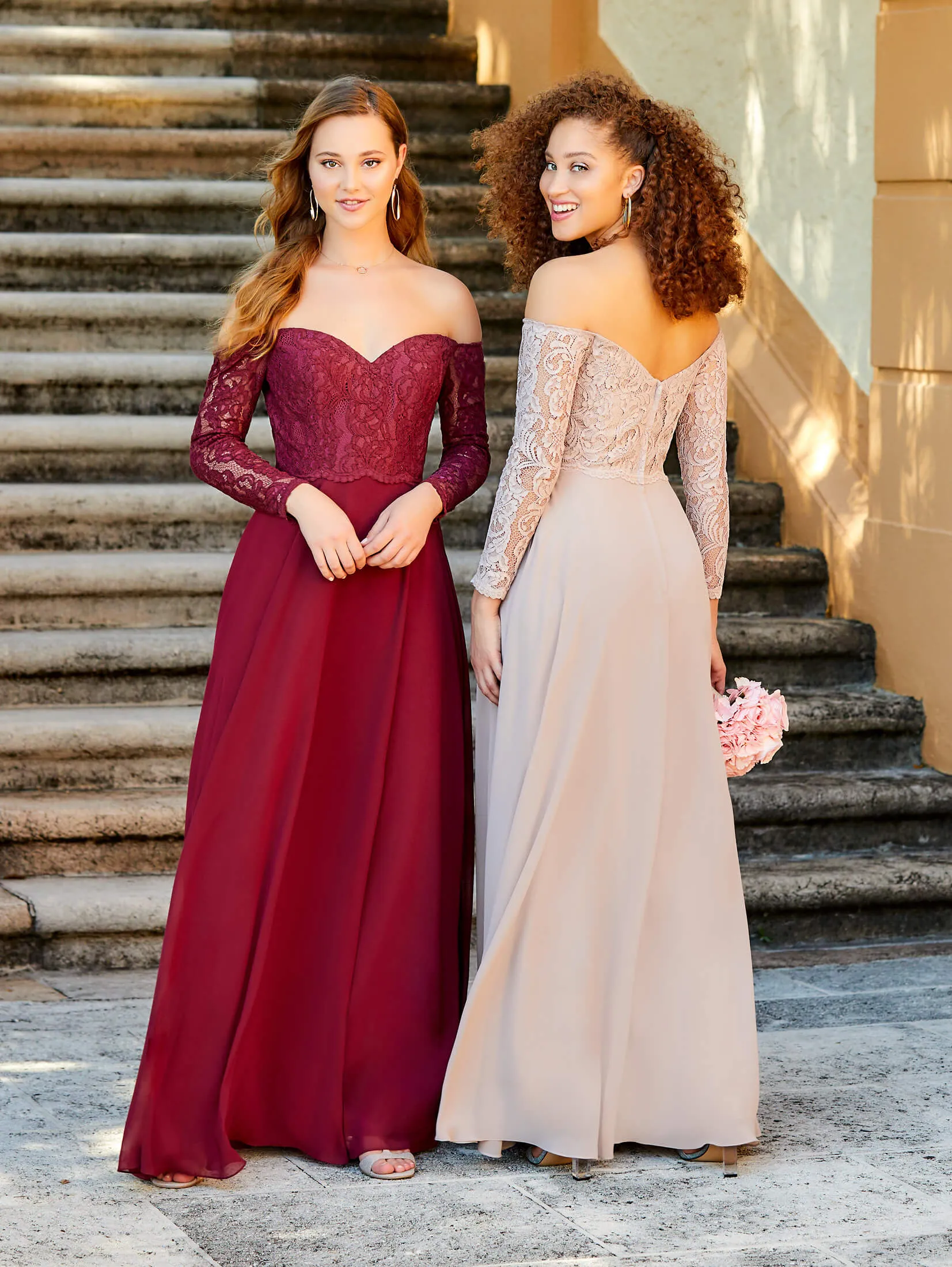 Long Sleeve Lace and Chiffon A-Line Gown with Pockets sold by Adrianna Papell