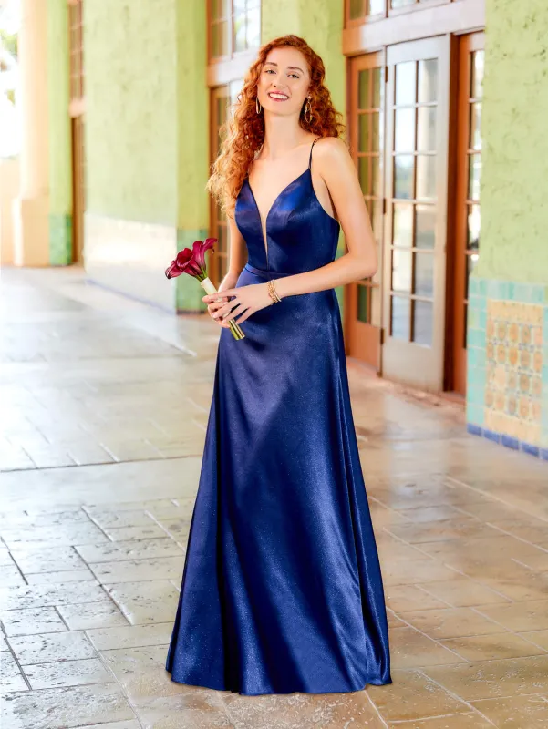 Plunging V-Neck Satin A-Line Gown sold by Adrianna Papell