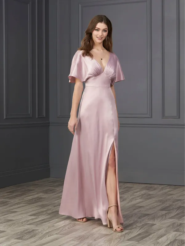 Satin and Tulle Plunging Neckline A-Line Gown sold by Adrianna Papell