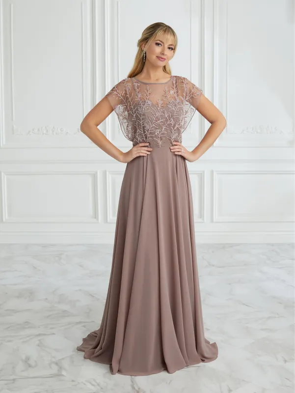 Hand-Beaded and Chiffon Illusion A-Line Gown sold by Adrianna Papell