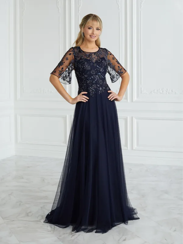 Hand-Beaded Illusion A-Line Gown sold by Adrianna Papell