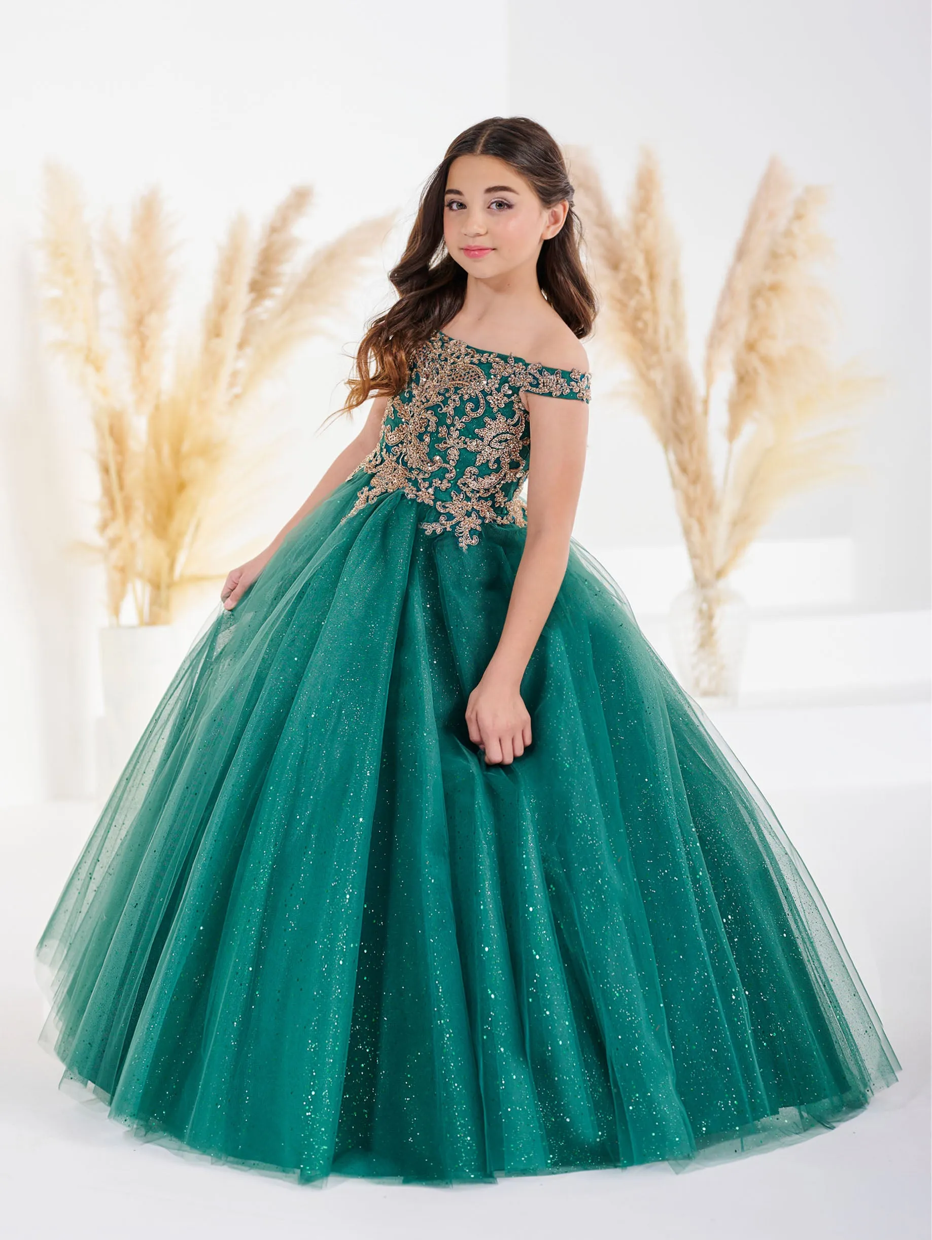 Lace and Sparkle Tulle Off-The-Shoulder Gown sold by Adrianna Papell