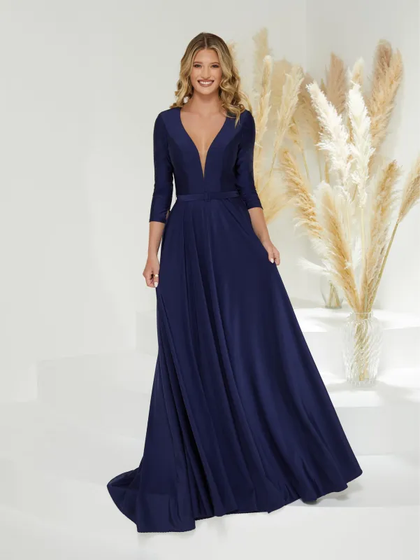 Plunging V-Neckline Sheath Gown with Open Back sold by Adrianna Papell