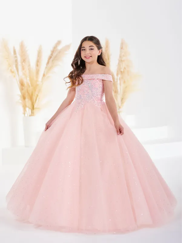 Rose Lace and Sparkle Tulle Off-The-Shoulder Gown sold by Adrianna Papell