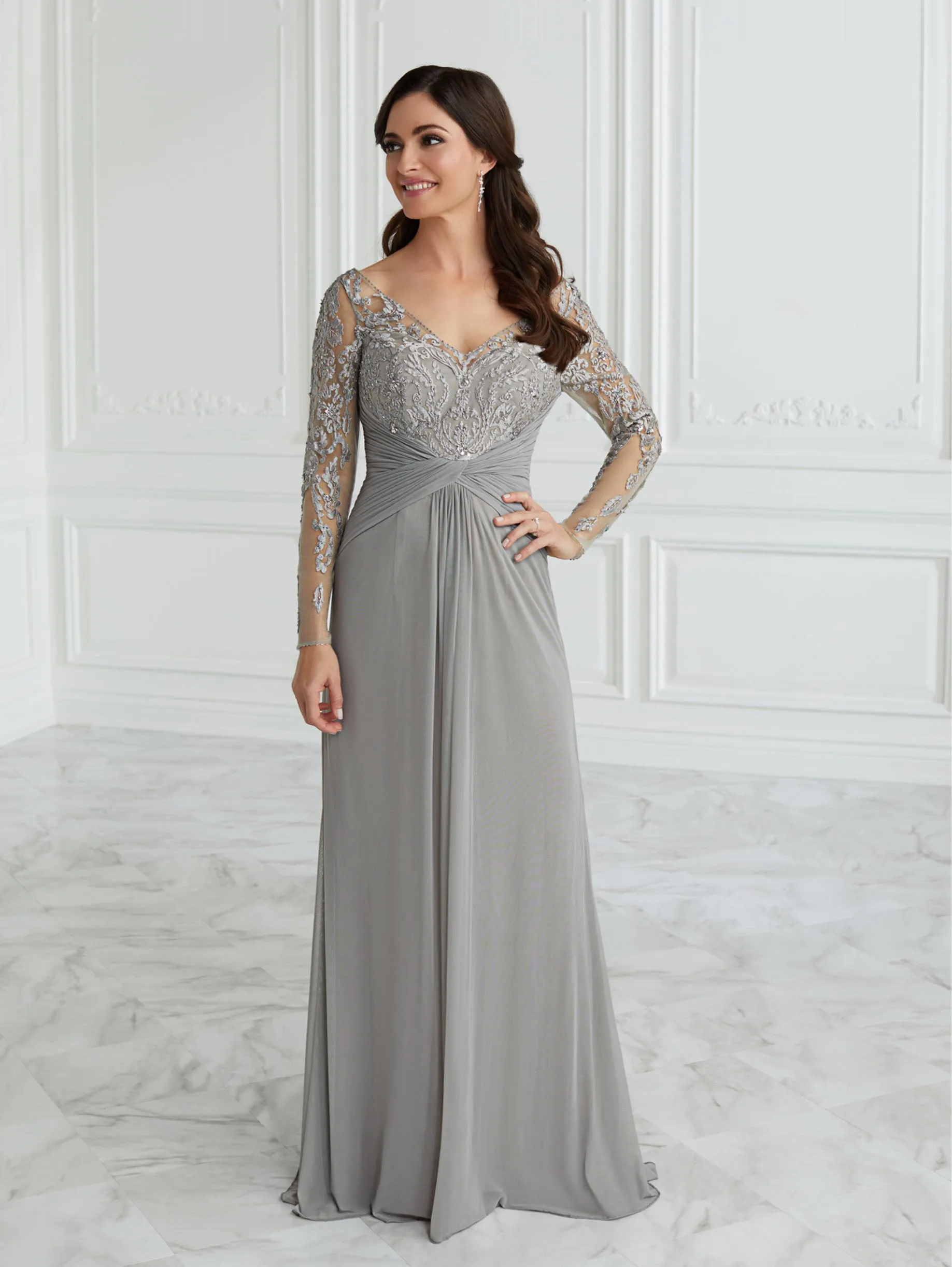 Sequined Lace Illusion A-Line Gown sold by Adrianna Papell