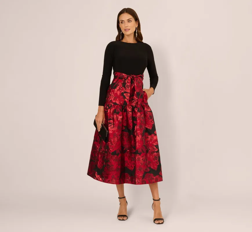 Combo Floral Jacquard Dress In Black Red sold by Adrianna Papell