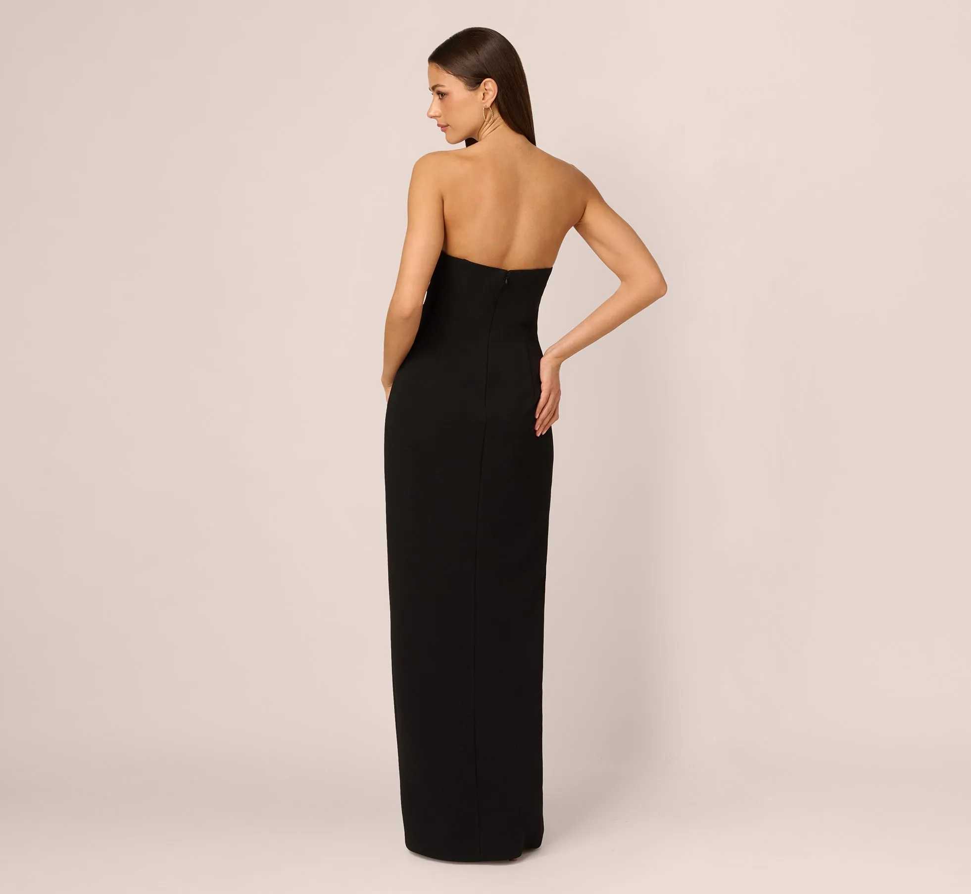 Strapless Plunge Color Block Gown In Black Ivory sold by Adrianna Papell product image thumbnail 5
