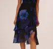 Sleeveless Glitter Floral Ruffle Midi Dress In Black Multi sold by Adrianna Papell