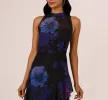 Sleeveless Glitter Floral Ruffle Midi Dress In Black Multi sold by Adrianna Papell