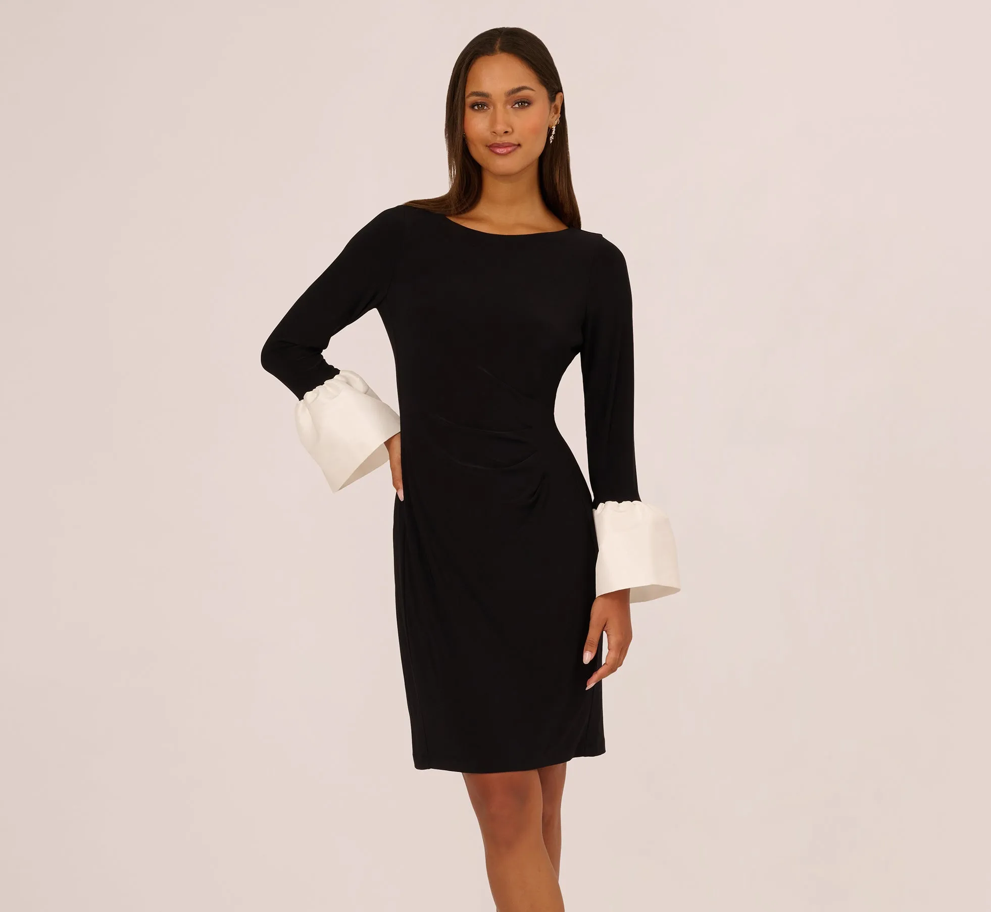 Bell Sleeve Jersey Sheath Dress In Black sold by Adrianna Papell product image thumbnail 5