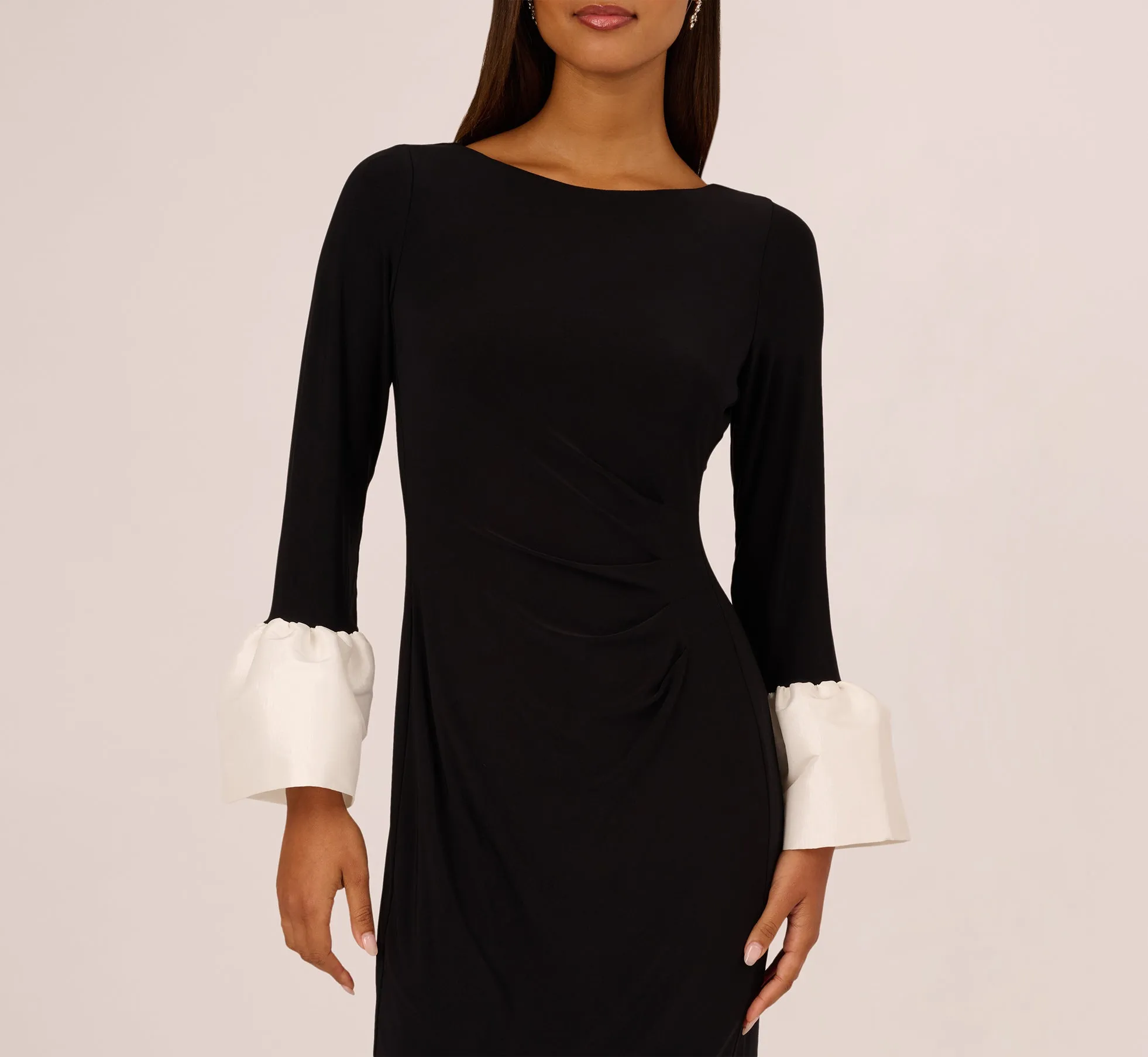 Bell Sleeve Jersey Sheath Dress In Black sold by Adrianna Papell product image thumbnail 4