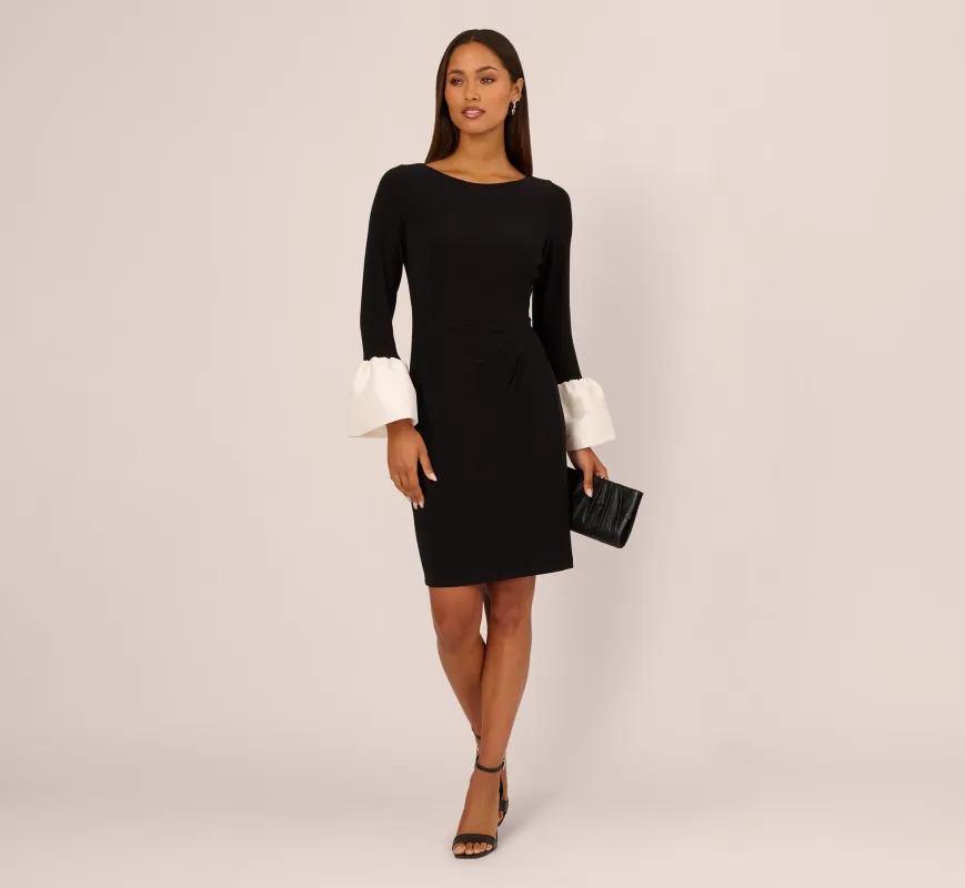 Bell Sleeve Jersey Sheath Dress In Black sold by Adrianna Papell