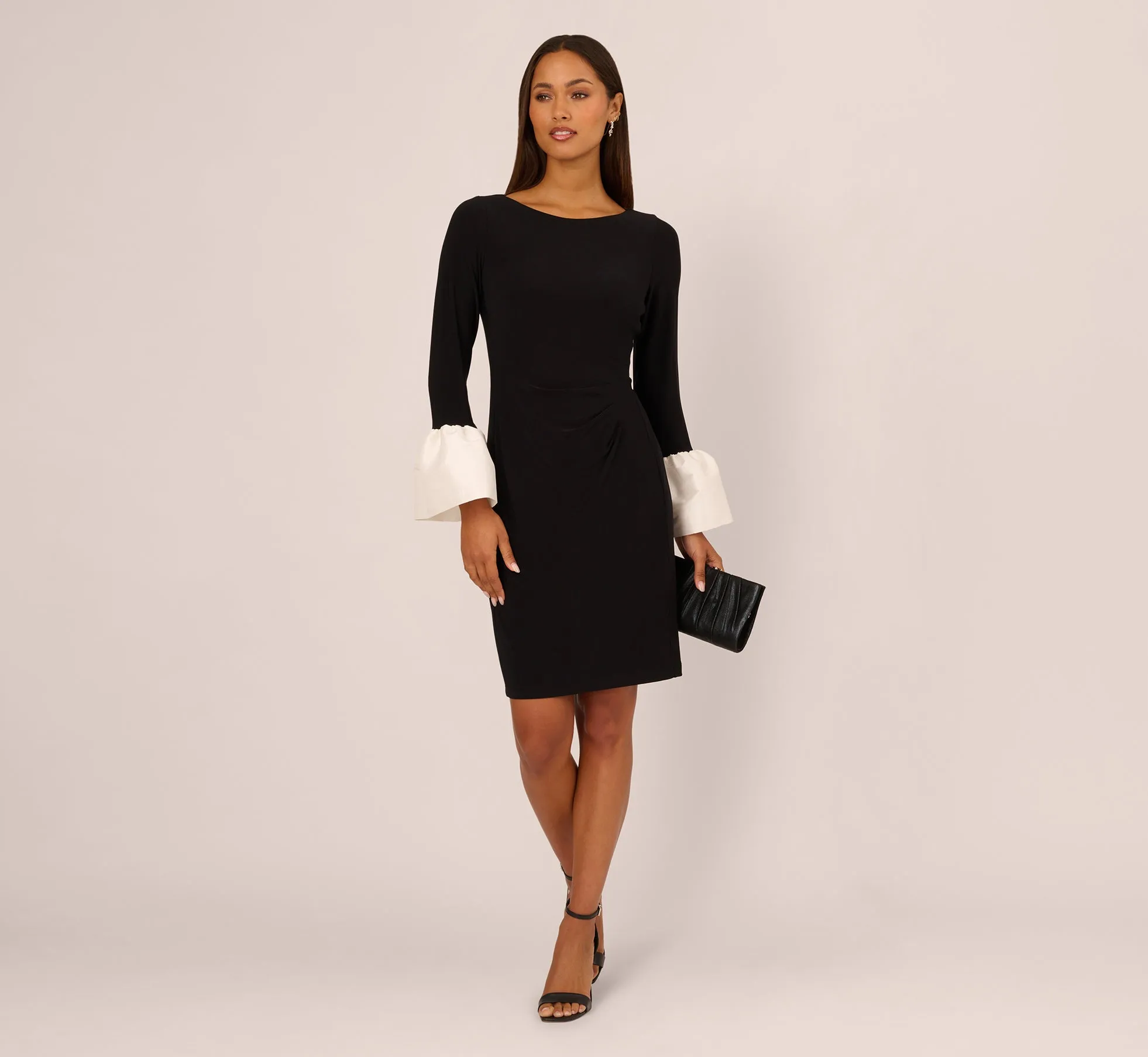 Bell Sleeve Jersey Sheath Dress In Black sold by Adrianna Papell