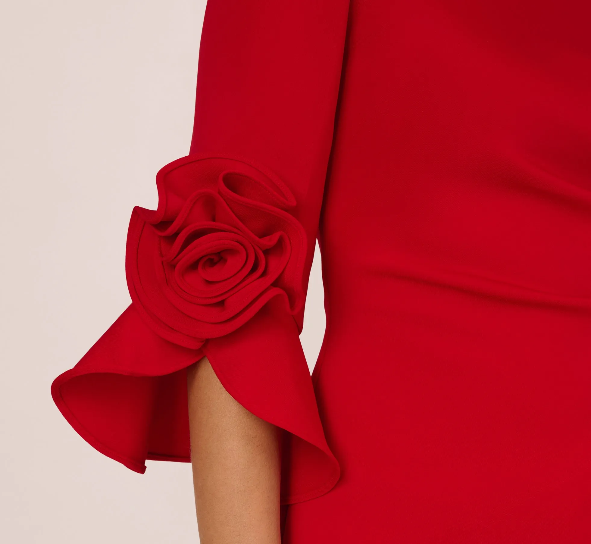 Off Shoulder Bell Sleeve Rosette Gown In Super Red sold by Adrianna Papell product image thumbnail 4