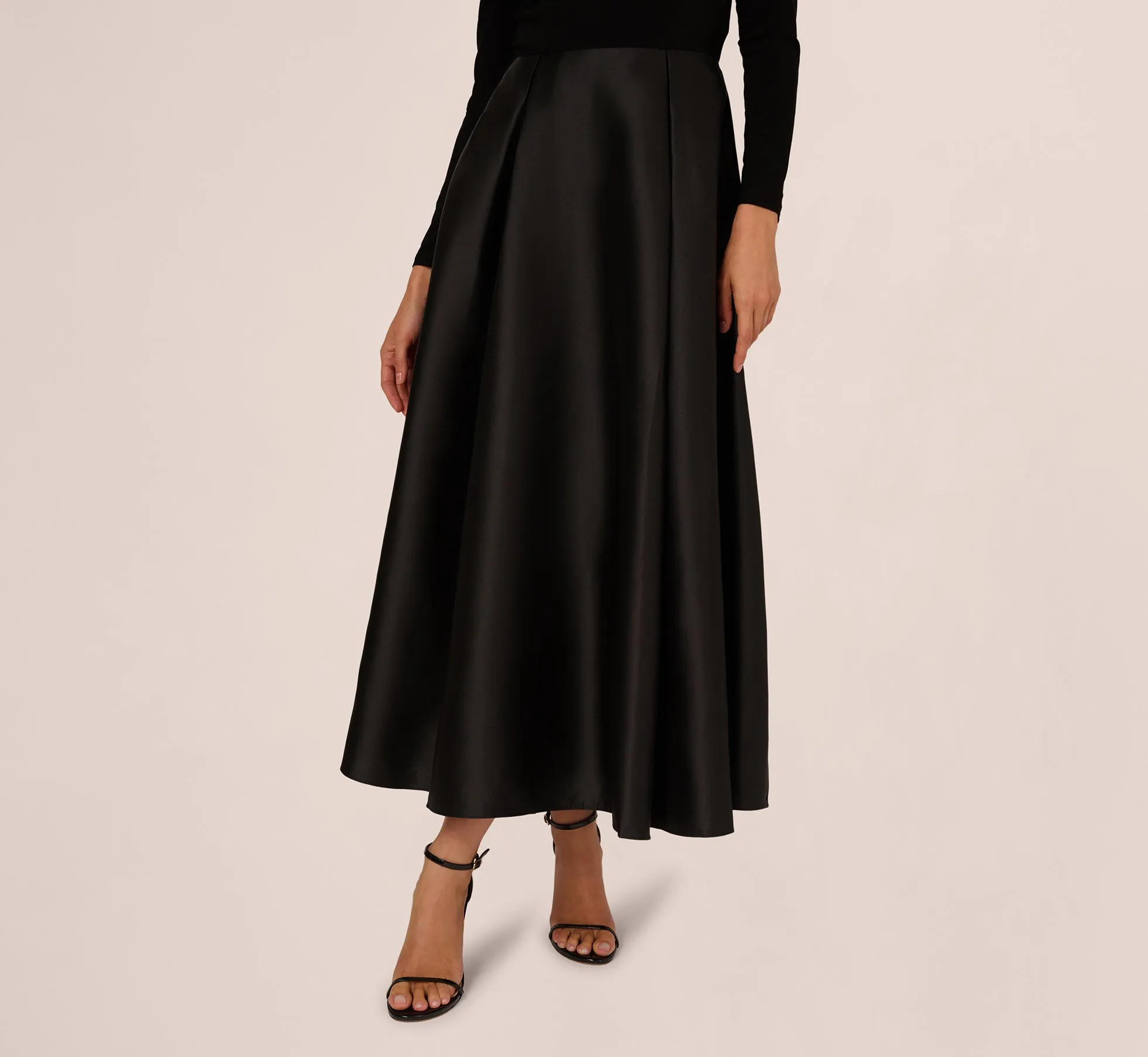Off Shoulder Long Sleeve Mikado Combo Gown In Black sold by Adrianna Papell product image thumbnail 3