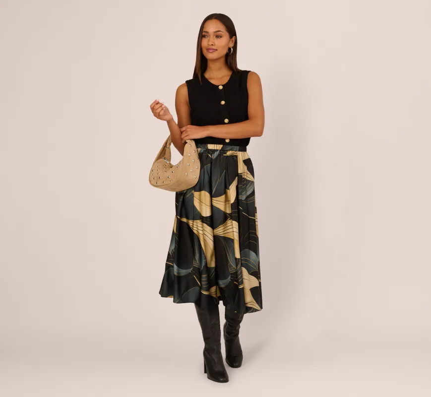 Gathered A Line Midi Skirt In Wavy Geo sold by Adrianna Papell