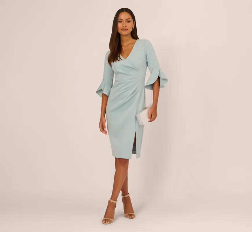 Three Quarter Sleeve Faux Wrap Midi Dress In Aqua Dust sold by Adrianna Papell