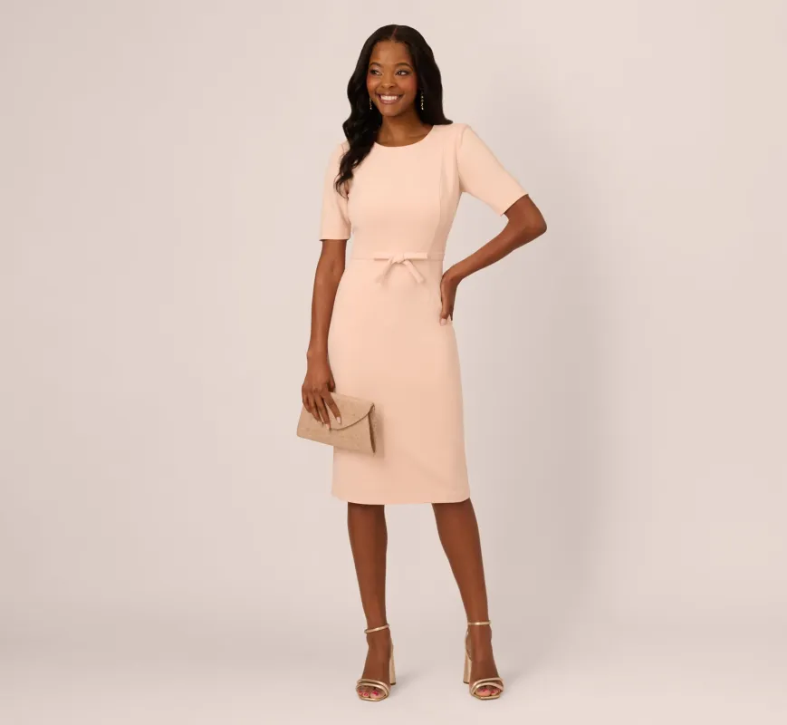 Short Sleeve Bow Waist Sheath Dress In Blush sold by Adrianna Papell