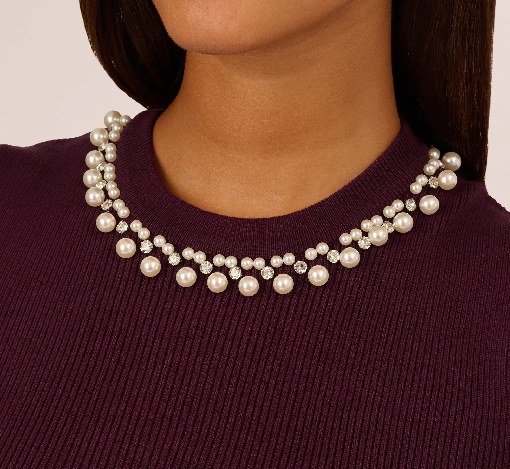 Pearly Collar Tank Sweater In Plum sold by Adrianna Papell product image thumbnail 5