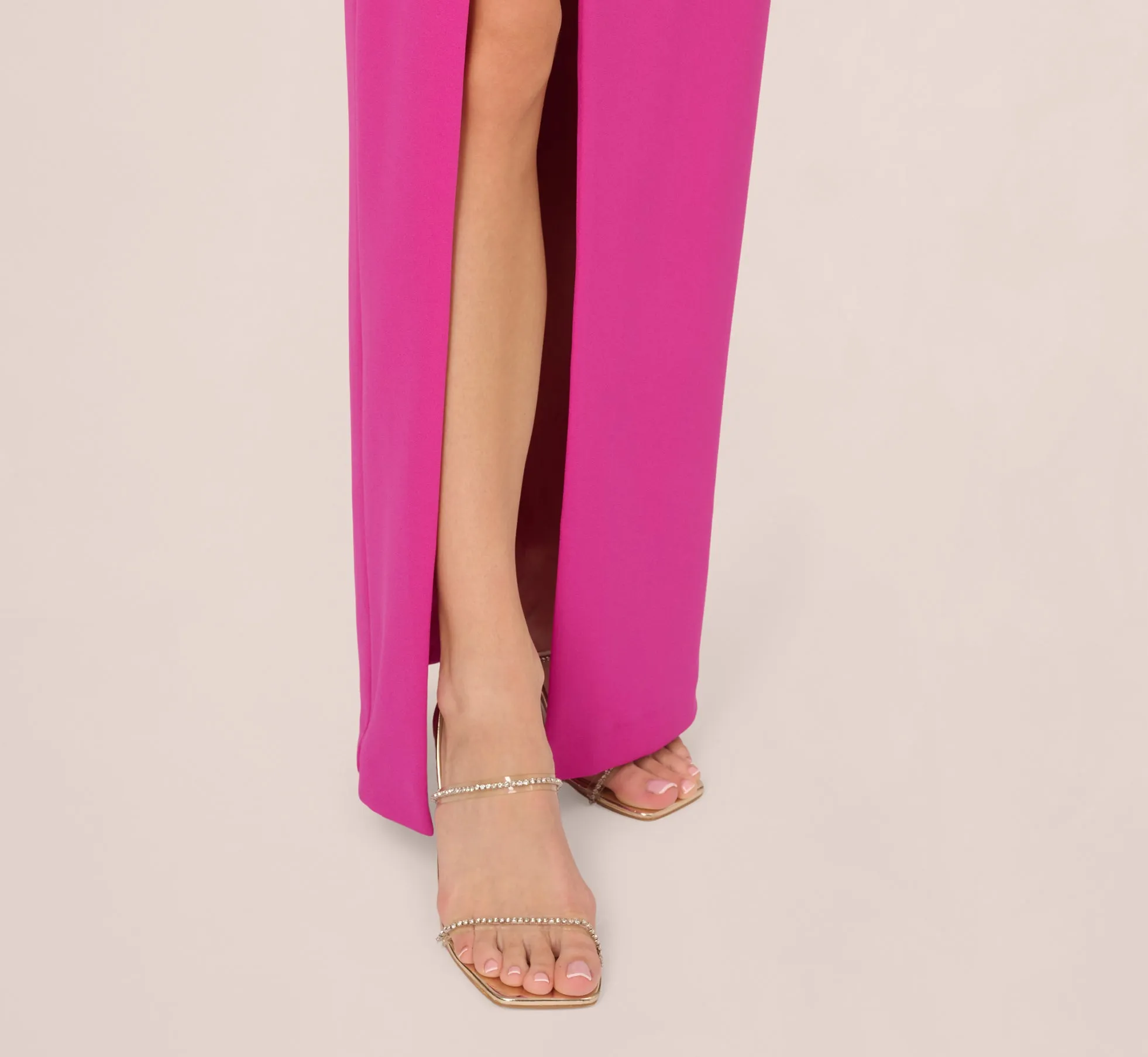 Knit Crepe Strapless Gown With Asymmetrical Neckline In Electric Passion sold by Adrianna Papell product image thumbnail 5