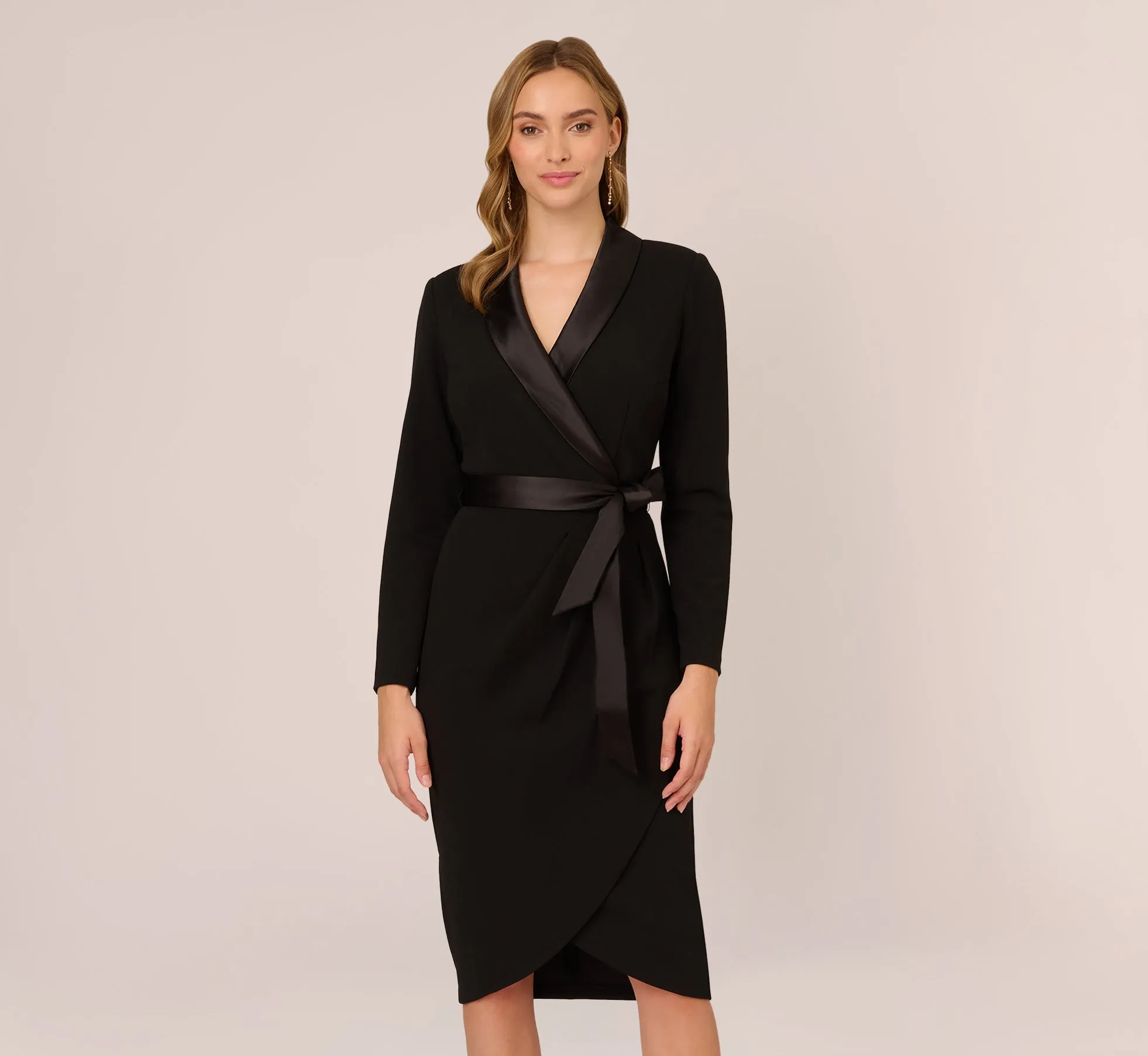 Knit Crepe Tuxedo Sheath Dress In Black sold by Adrianna Papell product image thumbnail 2