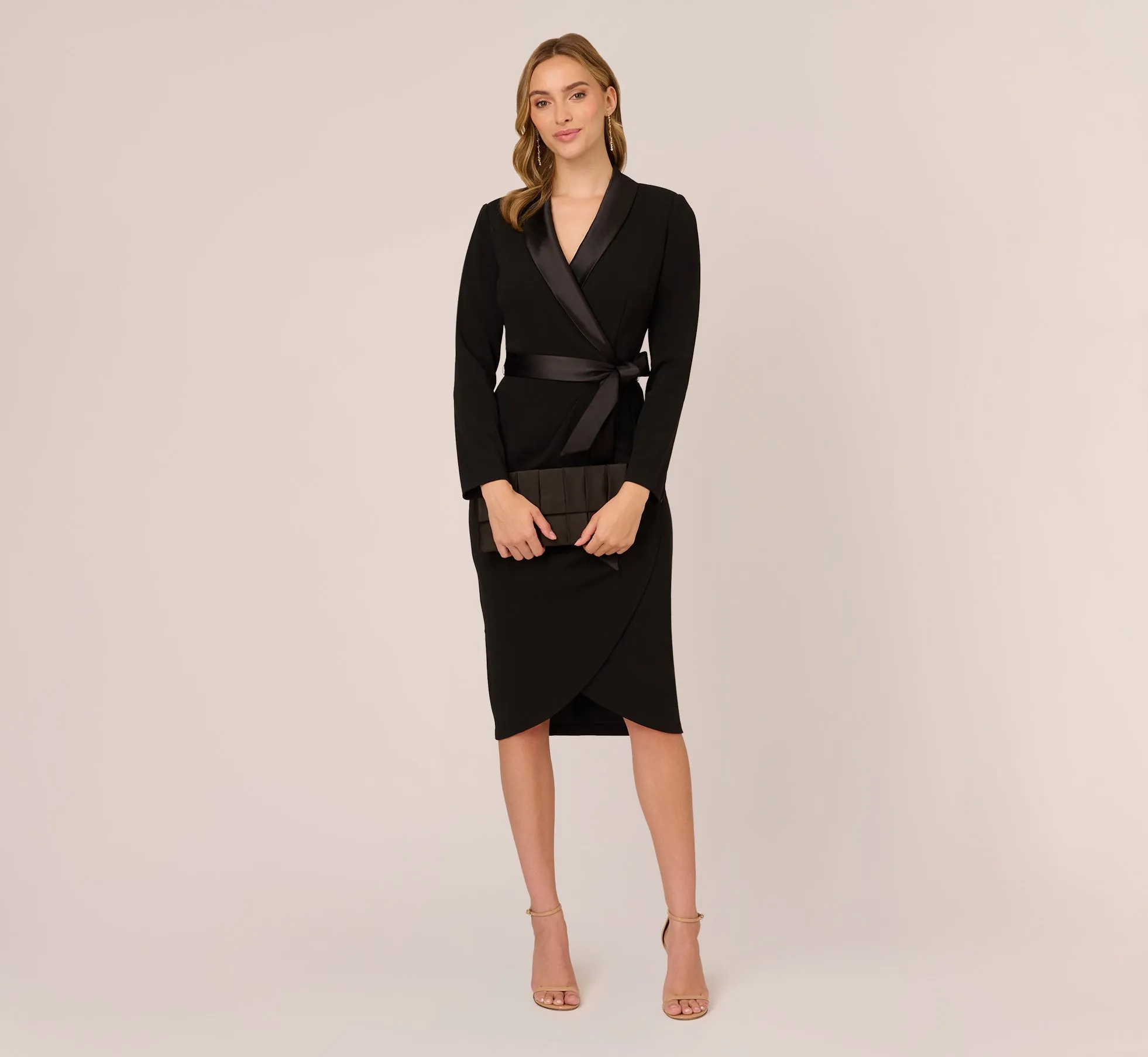 Knit Crepe Tuxedo Sheath Dress In Black sold by Adrianna Papell