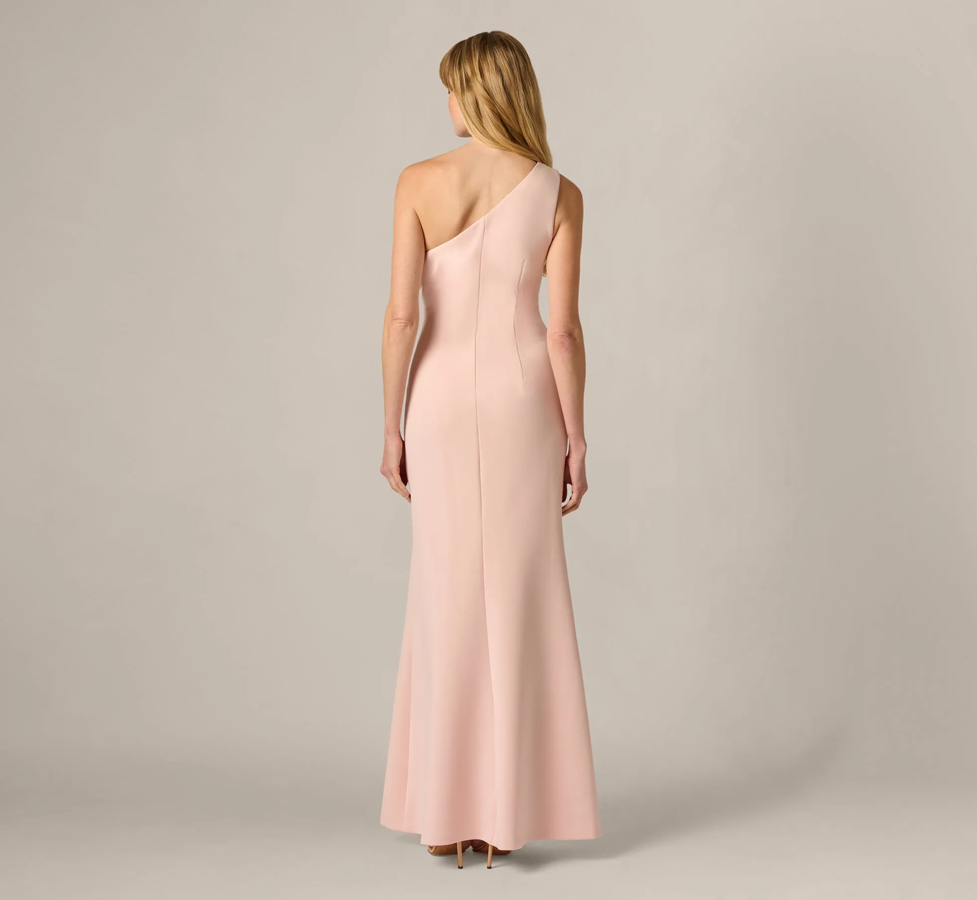 One Shoulder Stretch Rosette Gown In Blush Whisper sold by Adrianna Papell product image thumbnail 5