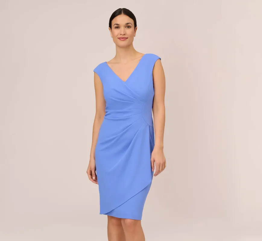 Crepe Sheath Dress With Draped Details In Precious Peri made by Adrianna Papell