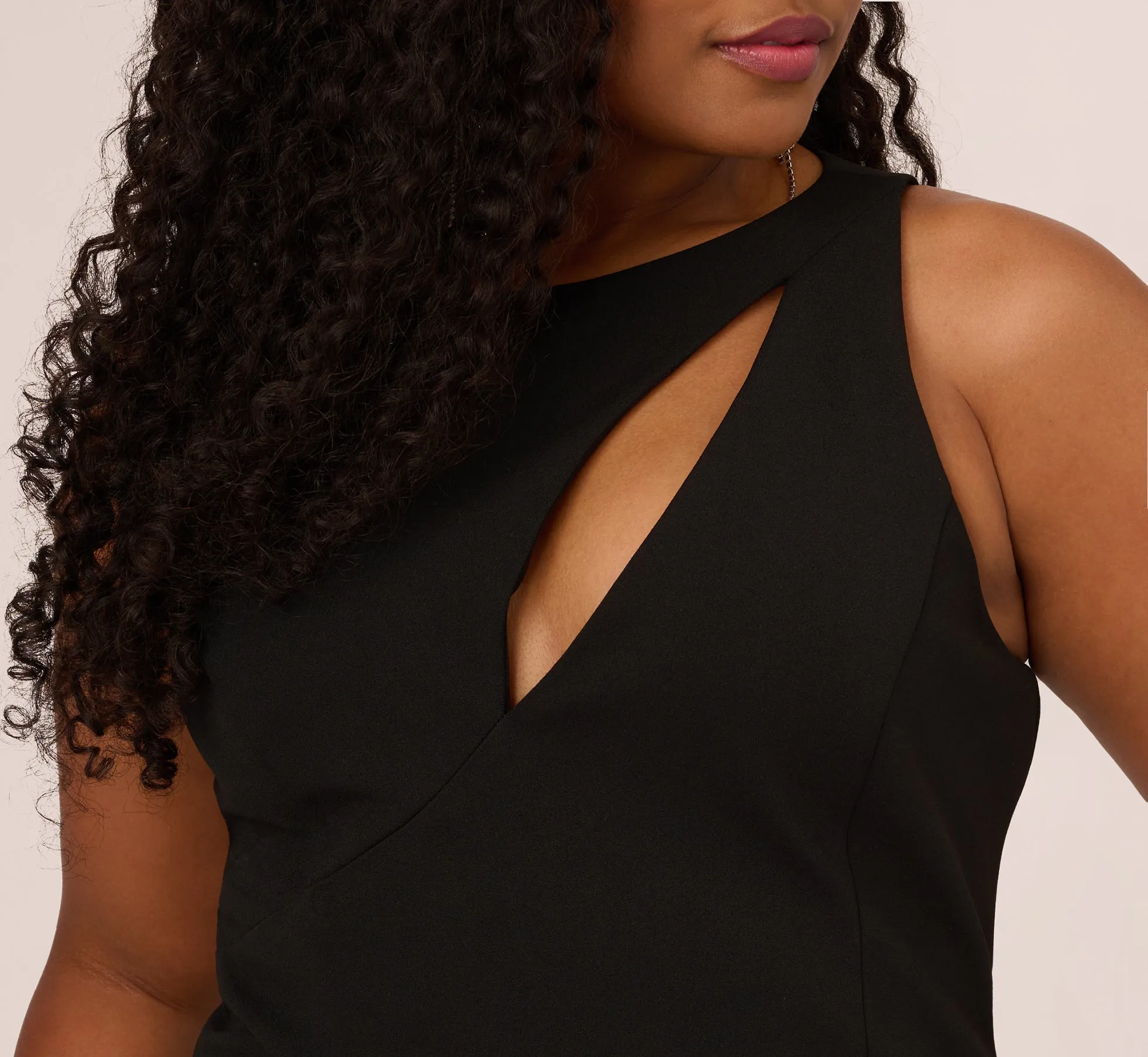 Plus Size Knit Crepe Sleeveless Column Gown With Cutout Neckline In Black sold by Adrianna Papell product image thumbnail 3