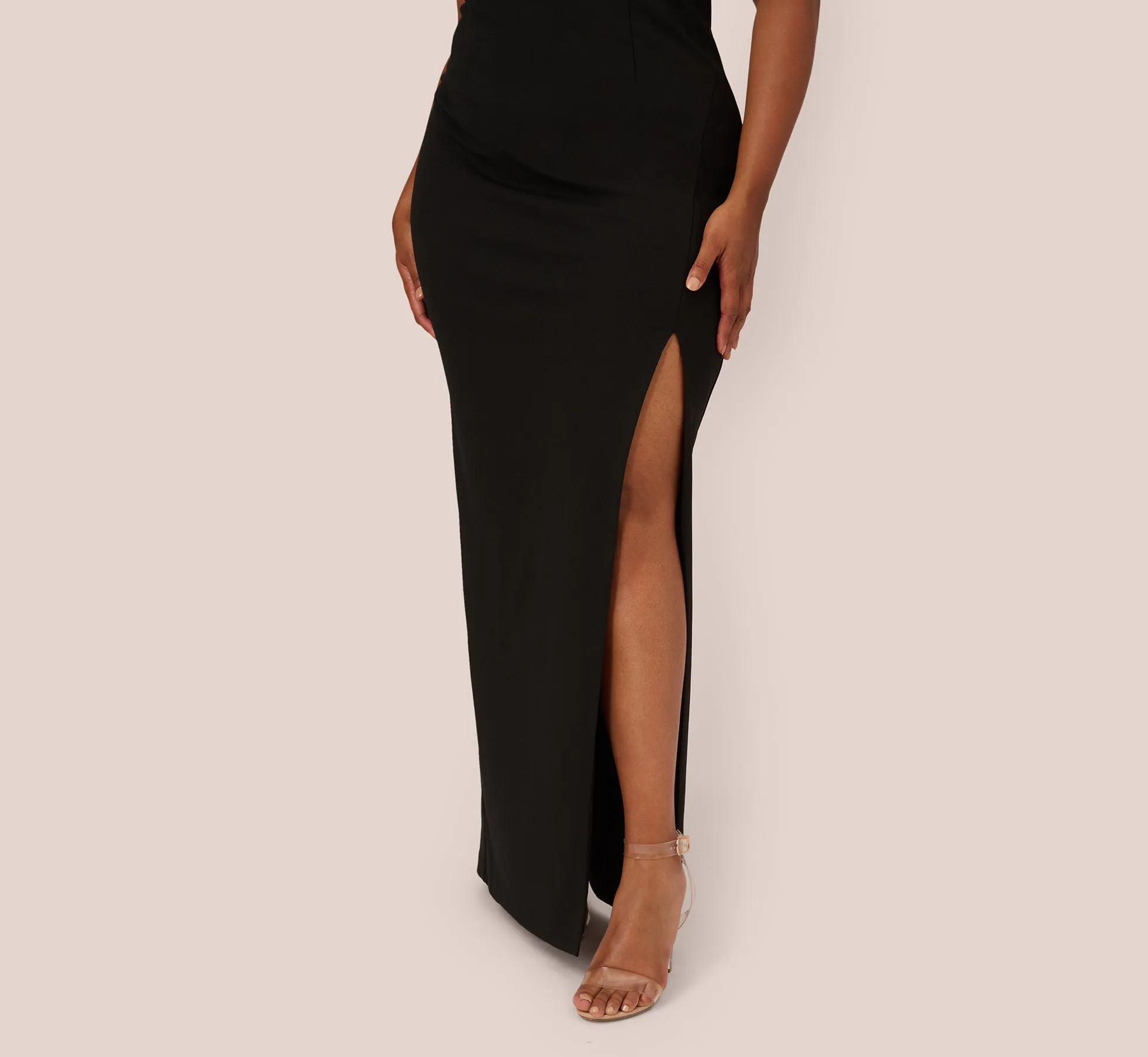 Plus Size Knit Crepe Sleeveless Column Gown With Cutout Neckline In Black sold by Adrianna Papell product image thumbnail 5