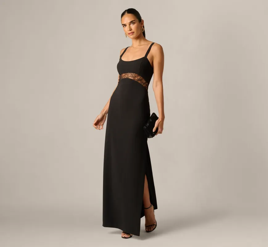 Sleeveless Lace Cutout Column Gown In Black sold by Adrianna Papell
