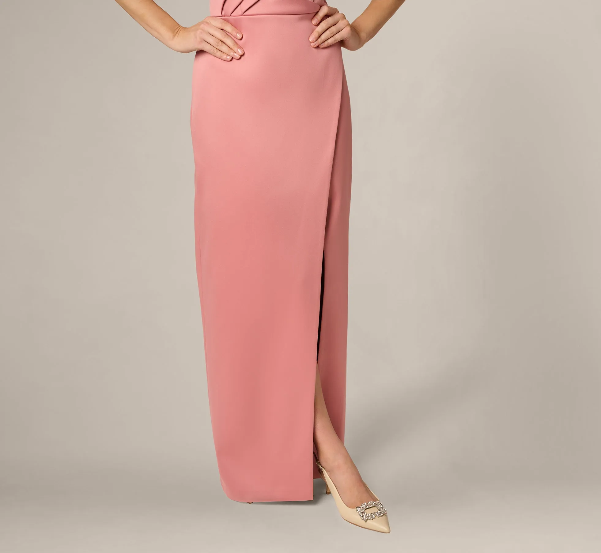 Strapless Duchess Satin Pleated Gown In Rose sold by Adrianna Papell product image thumbnail 3