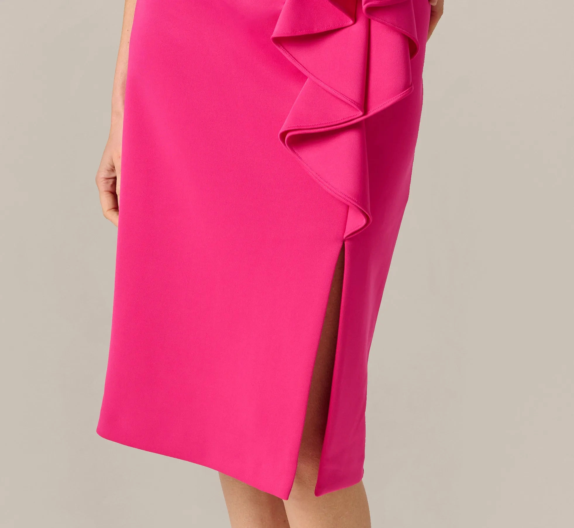Sleeveless Draped Stretch Sheath Dress In Lipstick Pink sold by Adrianna Papell product image thumbnail 3