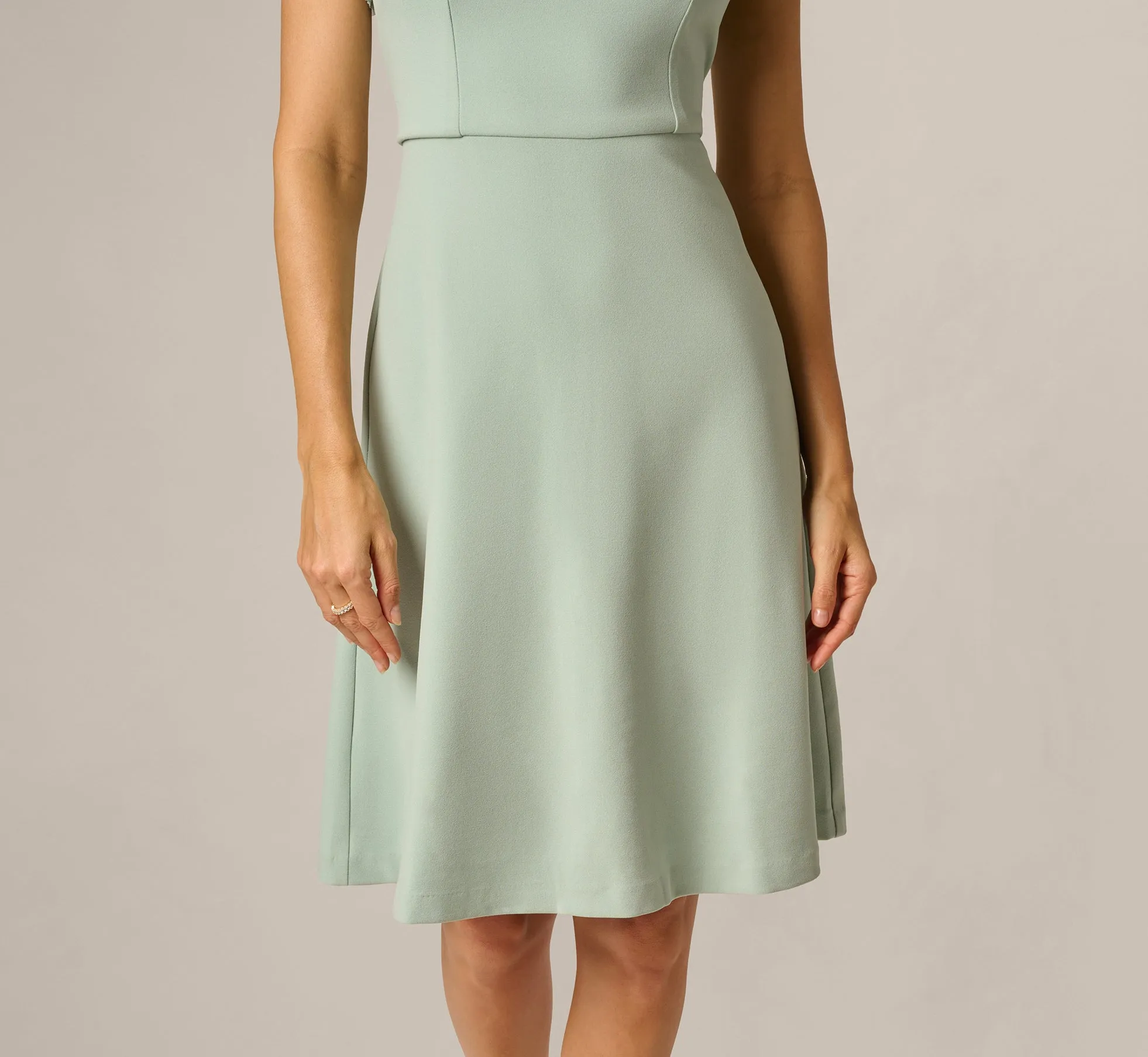 Flutter Sleeve Beaded Illusion Short Dress In Icy Sage sold by Adrianna Papell product image thumbnail 4