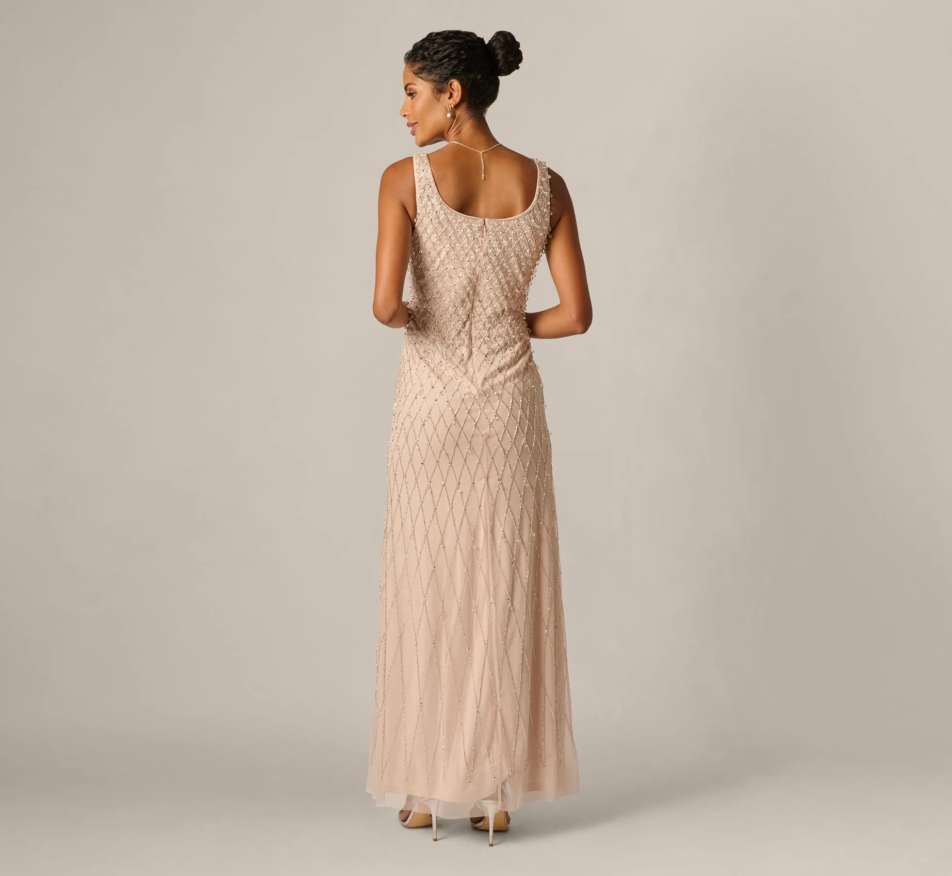 Diamond Beaded Mermaid Gown In Shell sold by Adrianna Papell product image thumbnail 5