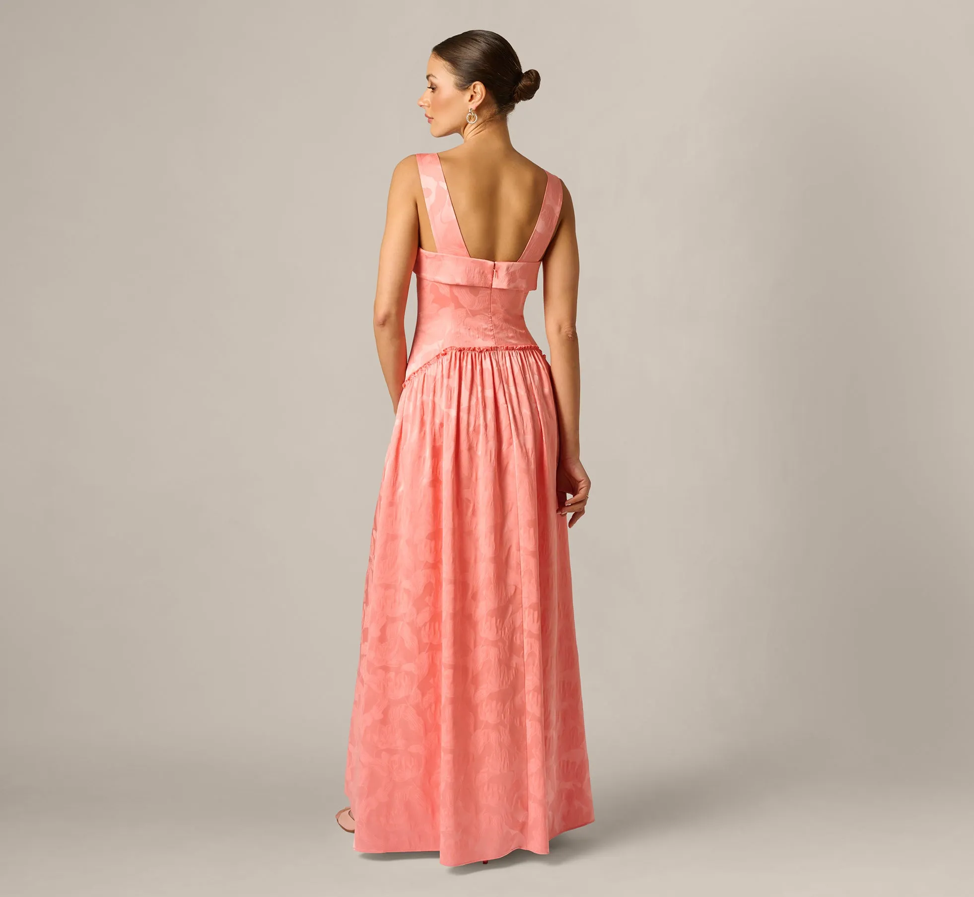Drop Waist Butterfly Jacquard Gown In Coastal Sun sold by Adrianna Papell product image thumbnail 5