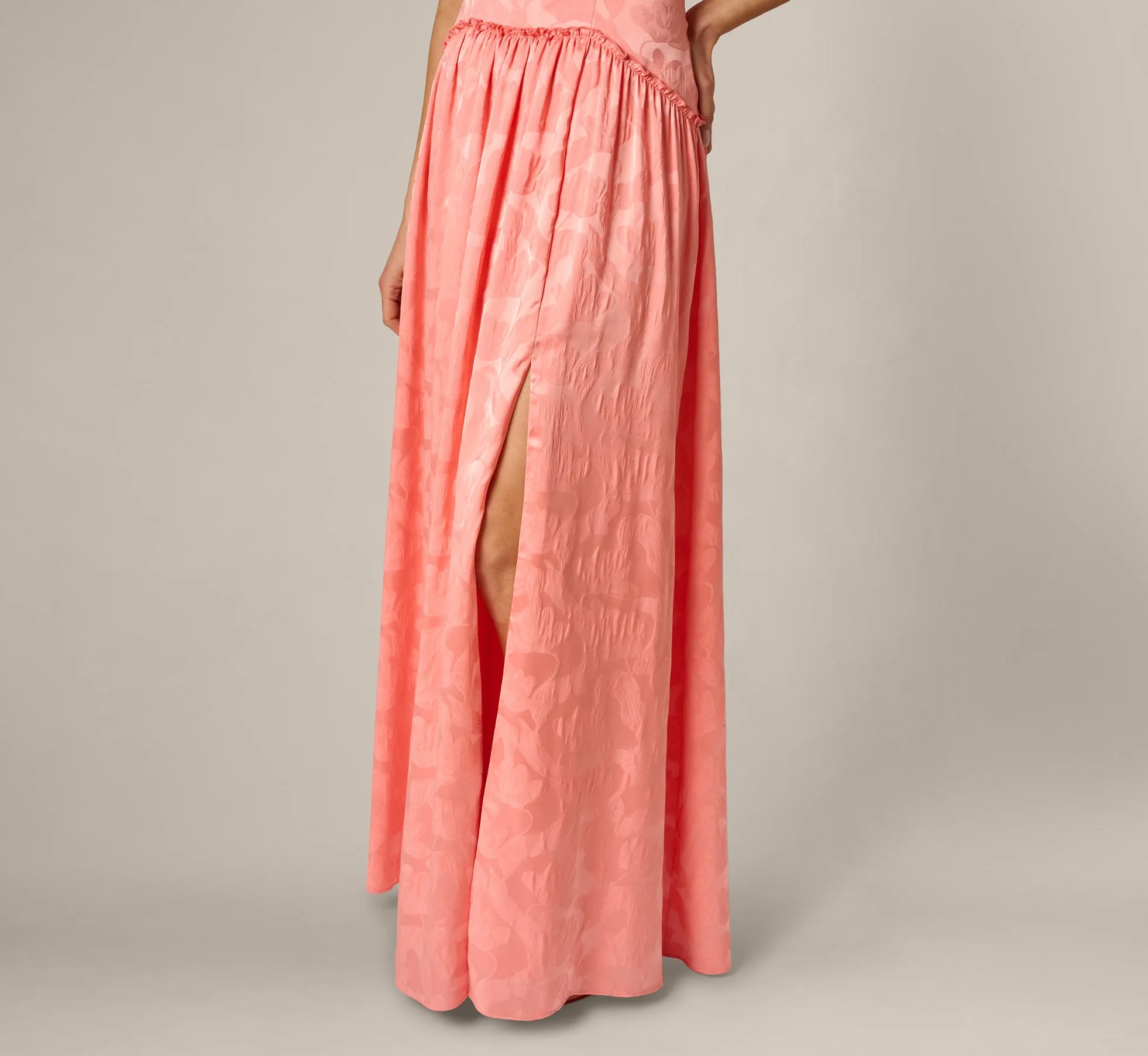 Drop Waist Butterfly Jacquard Gown In Coastal Sun sold by Adrianna Papell product image thumbnail 4