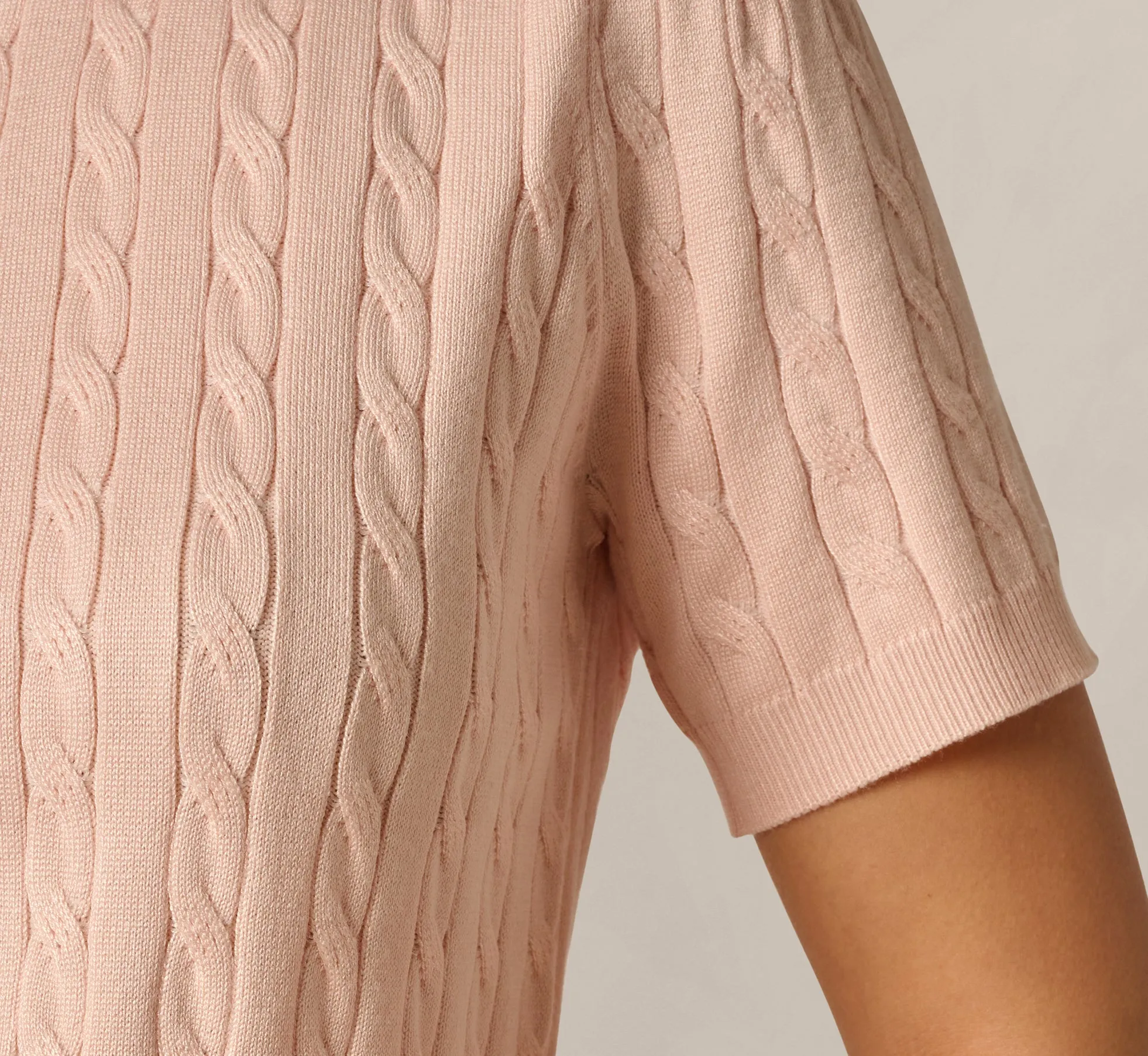 Short Sleeve Beaded Collar Pullover Sweater In Pink Whisper sold by Adrianna Papell product image thumbnail 5