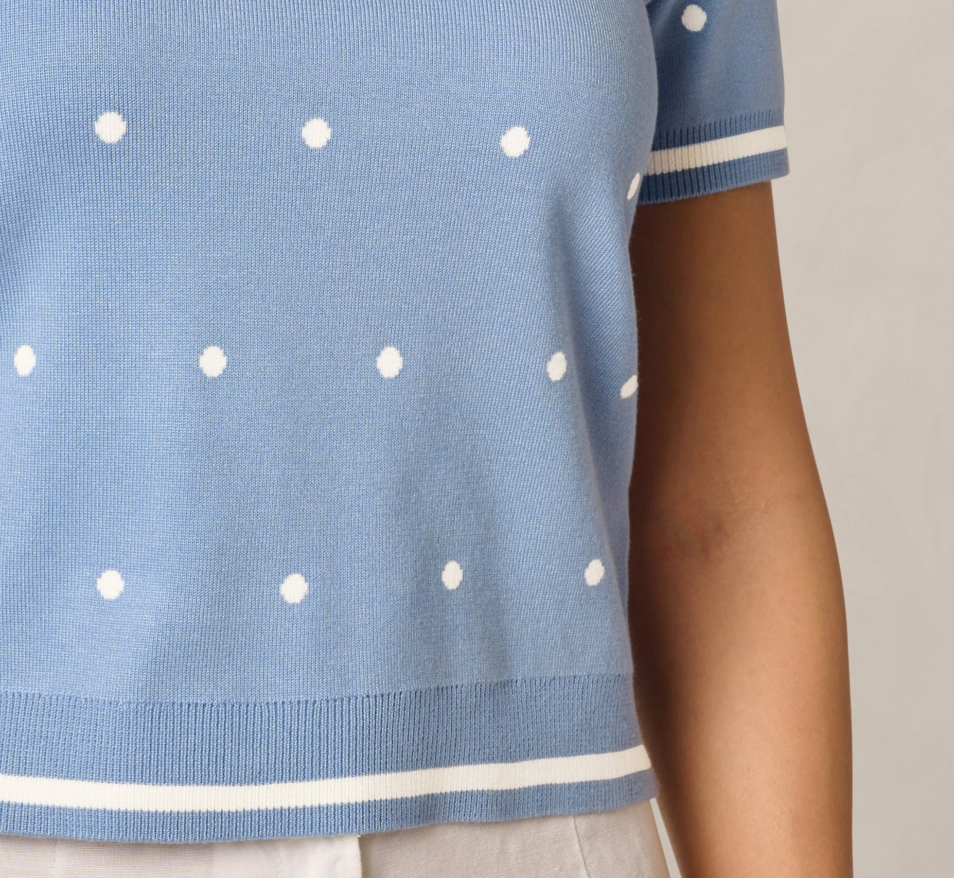 Short Sleeve Chain Patterned Knit Top In Classic Blue Medium Simple Dot sold by Adrianna Papell product image thumbnail 5